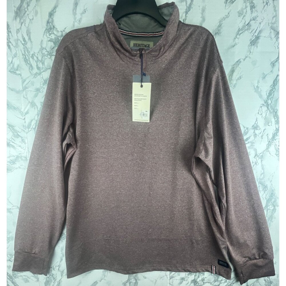 Heritage Report Collection Mens Size XL Burgundy Long Sleeve Pullover 1/4 Zip